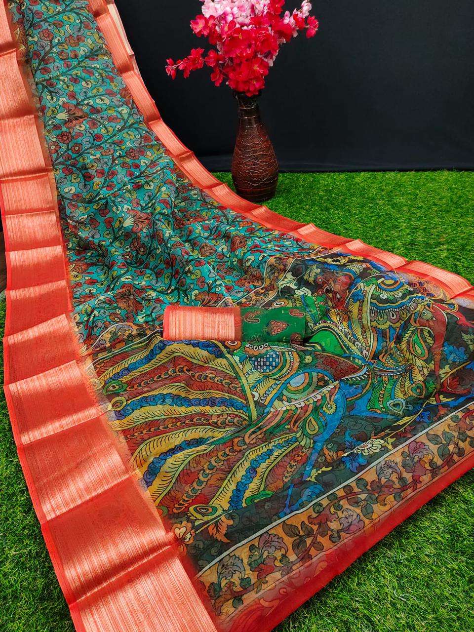 Organza Kalamkari By Shreyans Printed Designer Saree