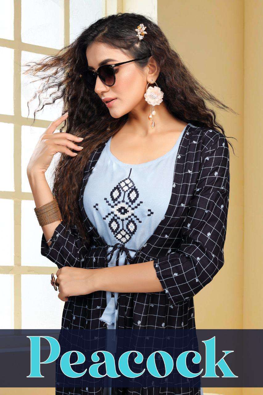 Peacock By Fashion Talk Heavy Reyon 14kg With Print Kurti Catalog