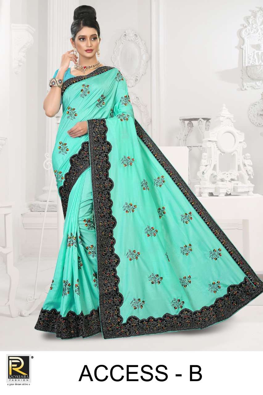 Ranjna Saree Access Embroidery Warked Fancy Saree Collection