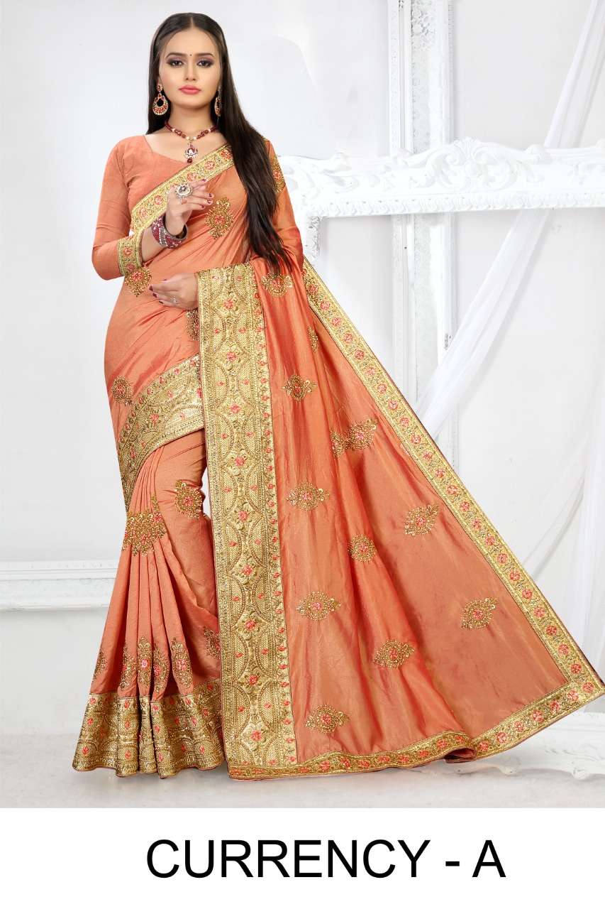 Ranjna Saree Currency Embroidery Warked Designer Saree Collection