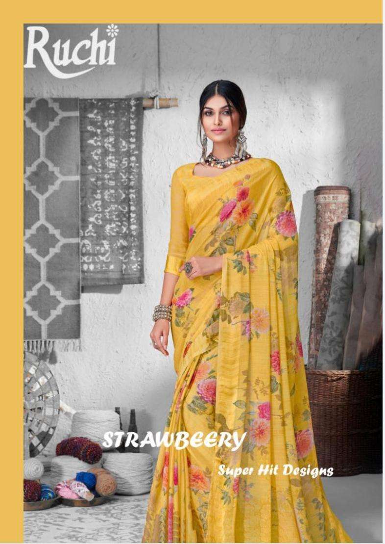 Ruchi Strawberry Superhit Design Chiffon Printed Saree