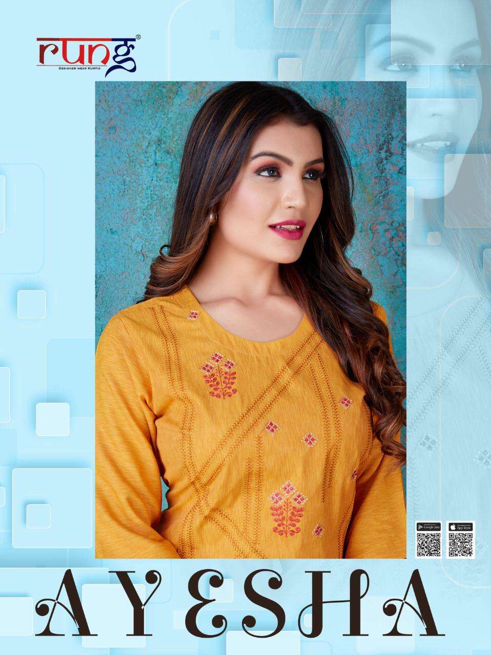 Rung Ayesha Rayon Casual Wear Fancy Kurtis