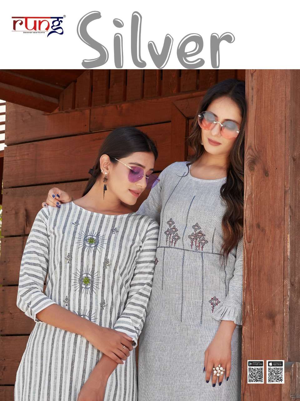 Rung Silver Rayon Daily Wear Fancy Kurtis