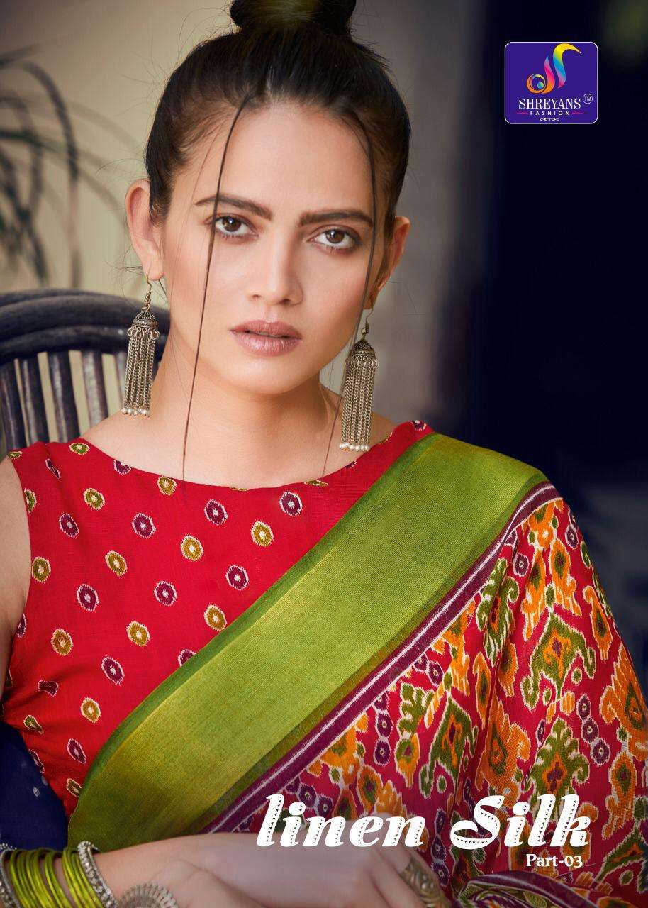 Shreyans Linen Silk Vol 3 Printed Fancy Saree Wholesaler