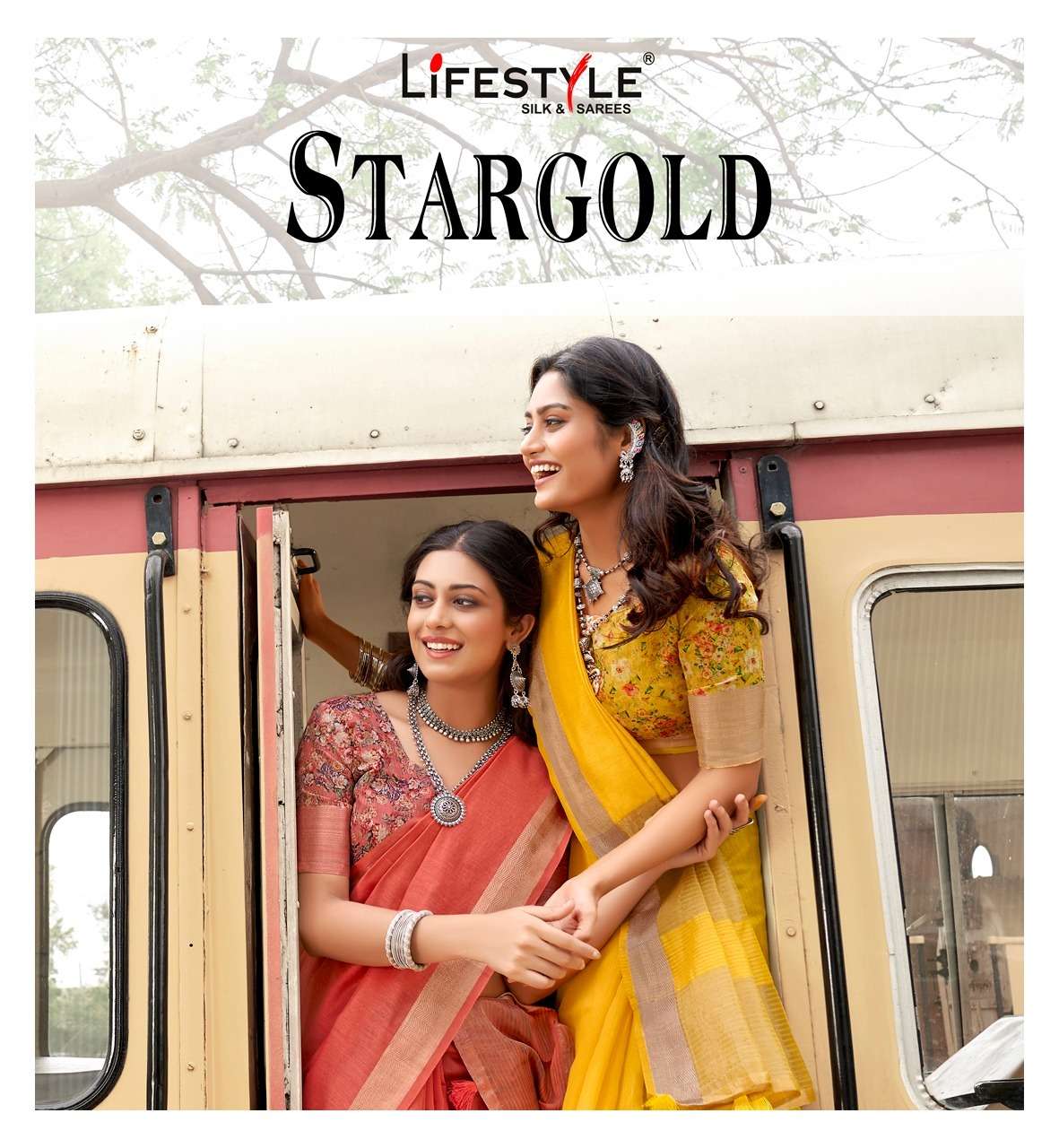 Stargold By Lifestyle Linen Cotton Casual Printed Saree