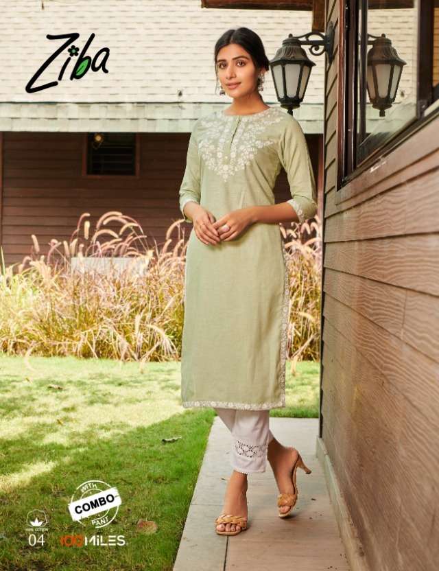 Ziba By 100 Miles Linen Cotton Fancy Kurti With Bottom