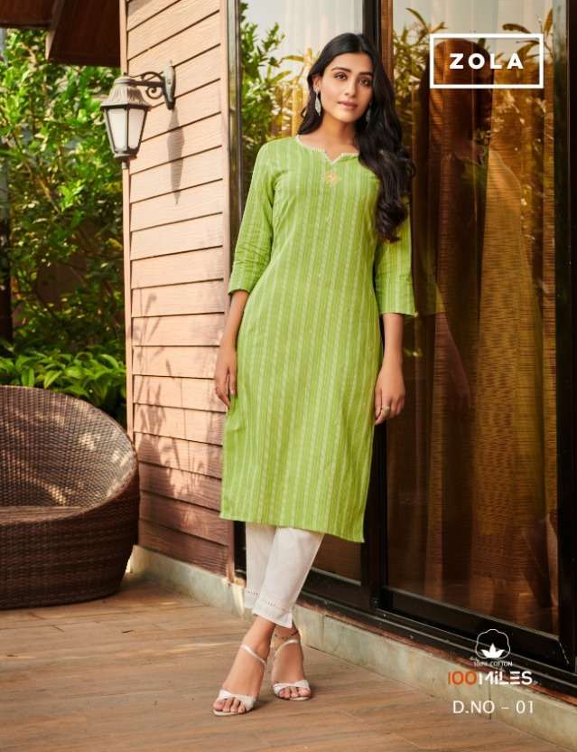 100 Miles Zola Cotton Fancy Casual Kurti