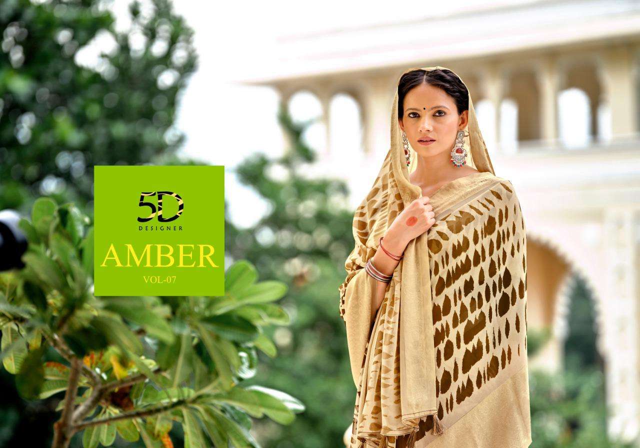 5d Amber Vol 7 Georgette Jacquard Fancy Sarees