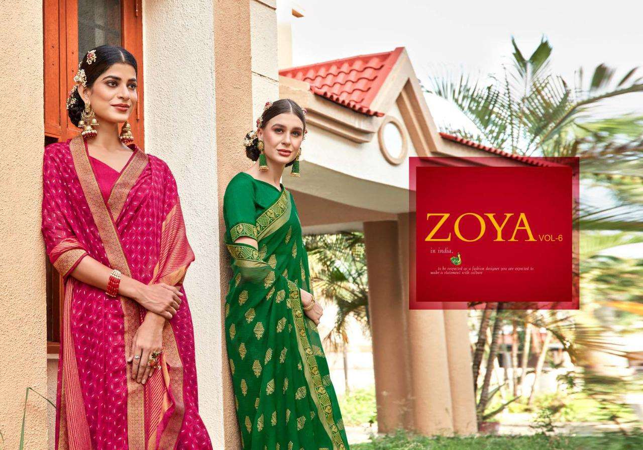 5d Designer Zoya Vol 6 Chiffon Brasso Printed Sarees