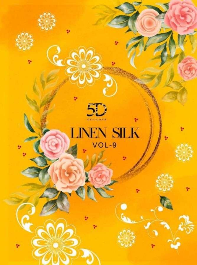 5d Linen Silk Vol 9 Printed Casual Wear Sarees