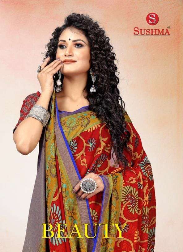 Beauty By Sushma Printed Brasso Designer Saree