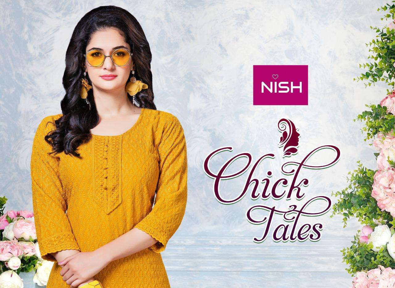 Chick Tales  By Nish Heavy Rayon Chikan Kurti Catlog Wholesaler Best Rate