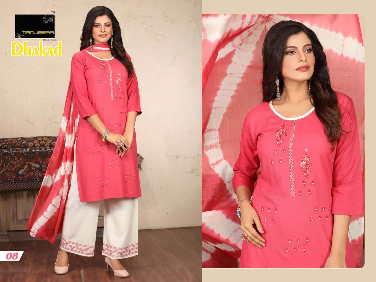 Dhakad By Manjeera Heavy Rayon Readymade Suit Catlog Collection