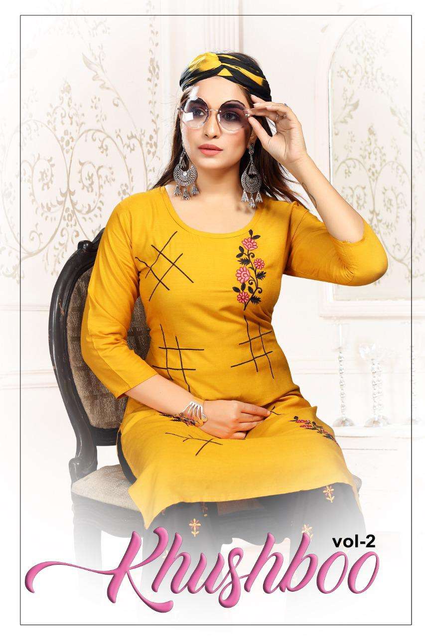 Fashion Talk Khushboo Vol.2 Heavy Rayon Readymade Suit Catalog Collection Wholesale Best Rate