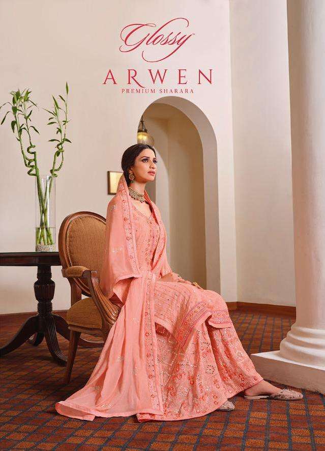 Glossy Arwen Chinon Embroidery Fancy Salwar Kameez