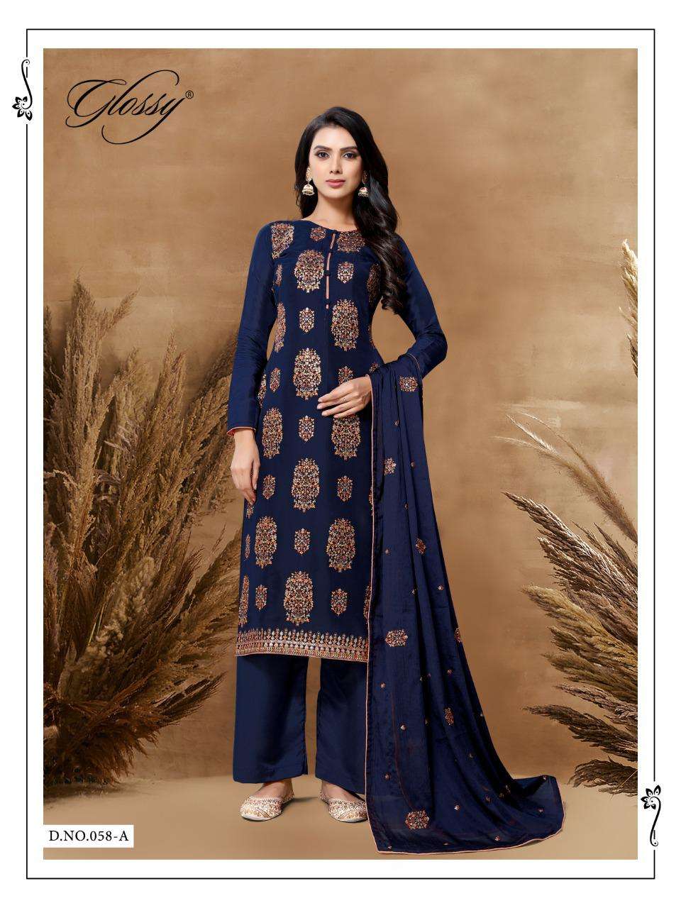 Glossy D No 58 Upada Kashmiri Work Fancy Suits