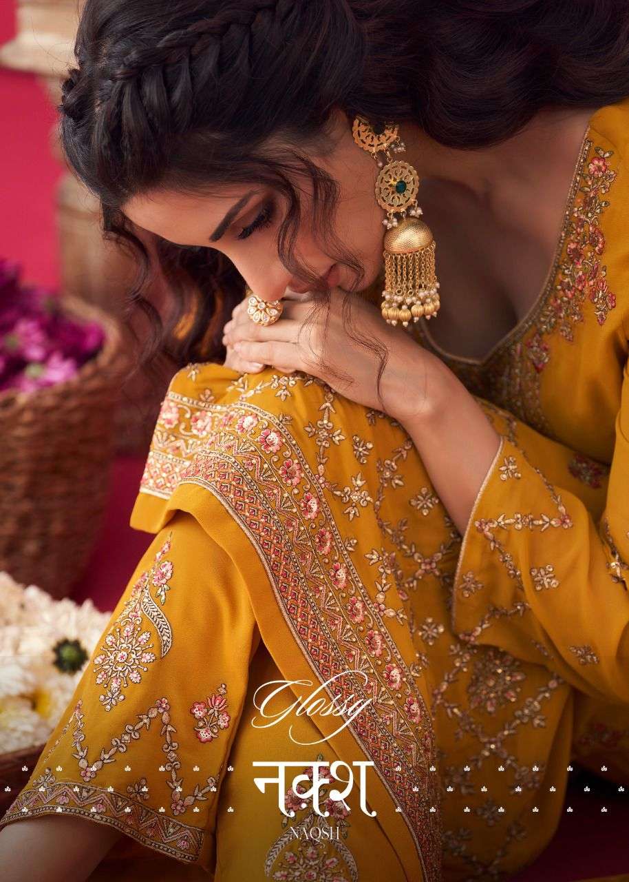 Glossy Naqsh Georgette Exclusive Work Suits Supplier