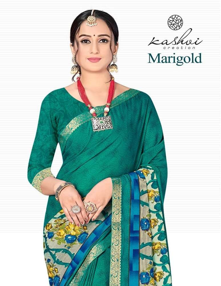 Kashvi Marigold Micro Printed Fancy Sarees