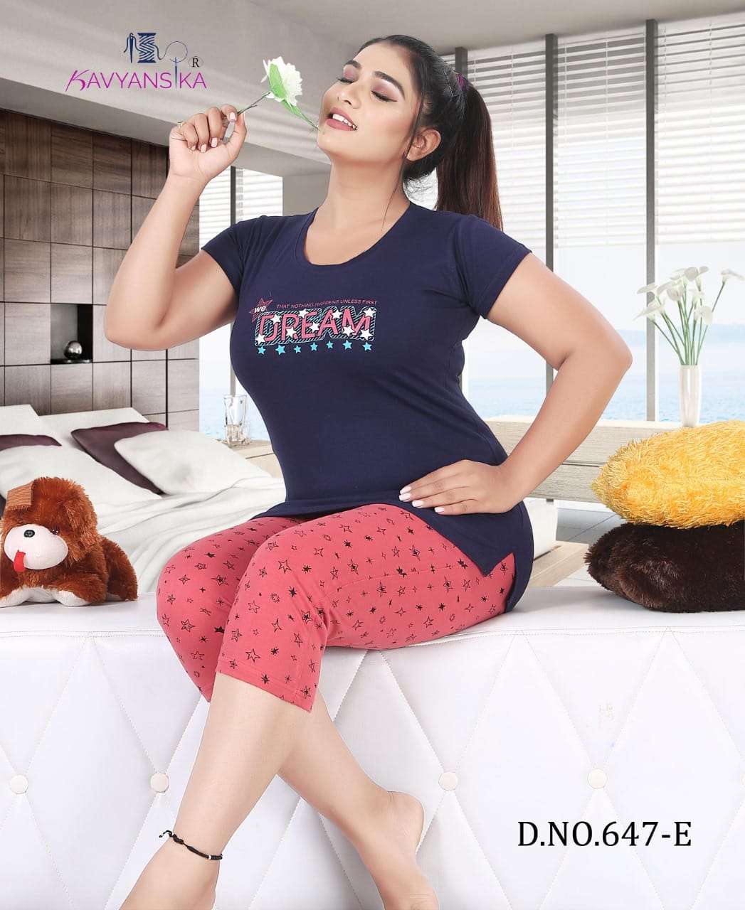 Kavyansika 647 Ladies Capri Night Suits