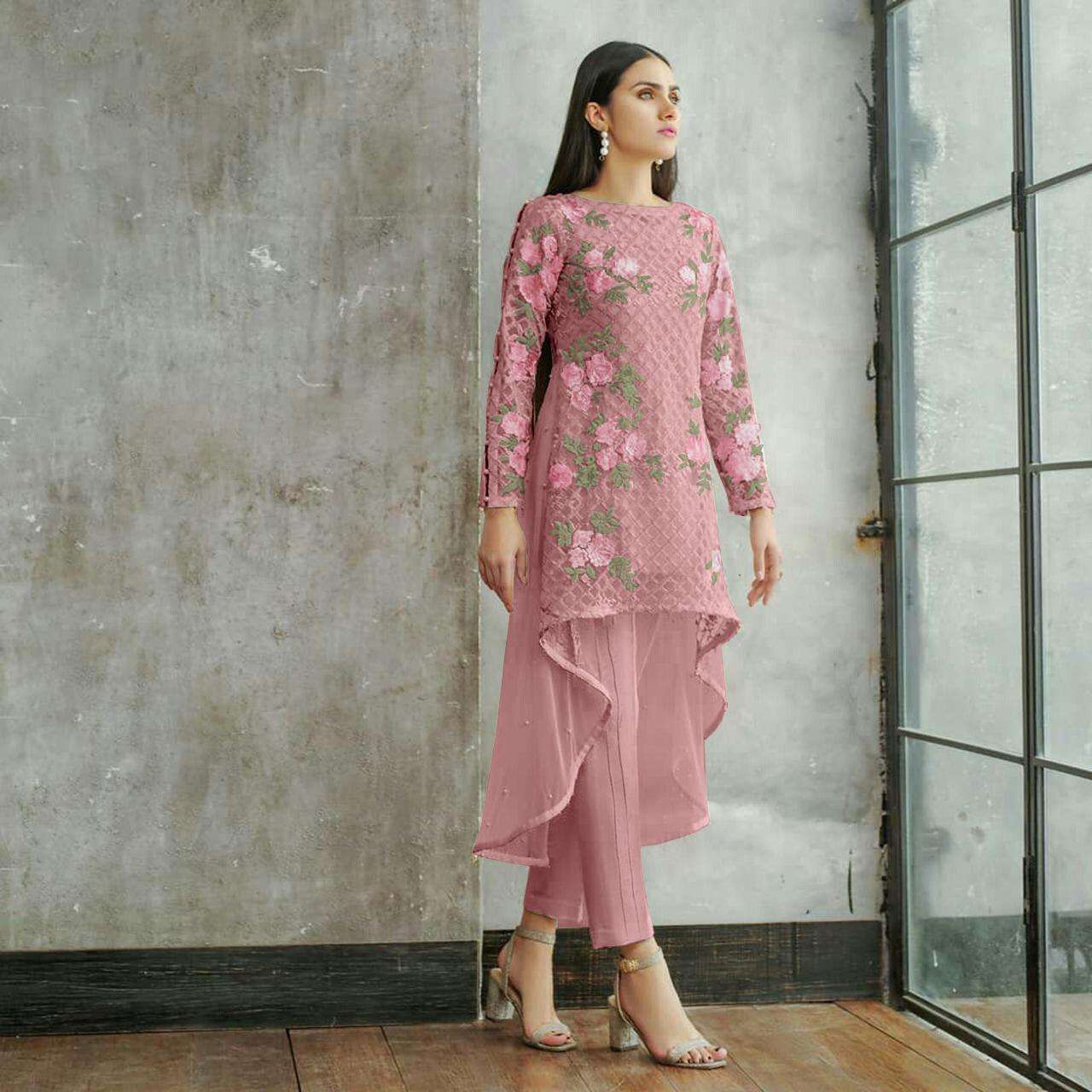 Laxuria 1138 Georgette Kurti With Pant Pair