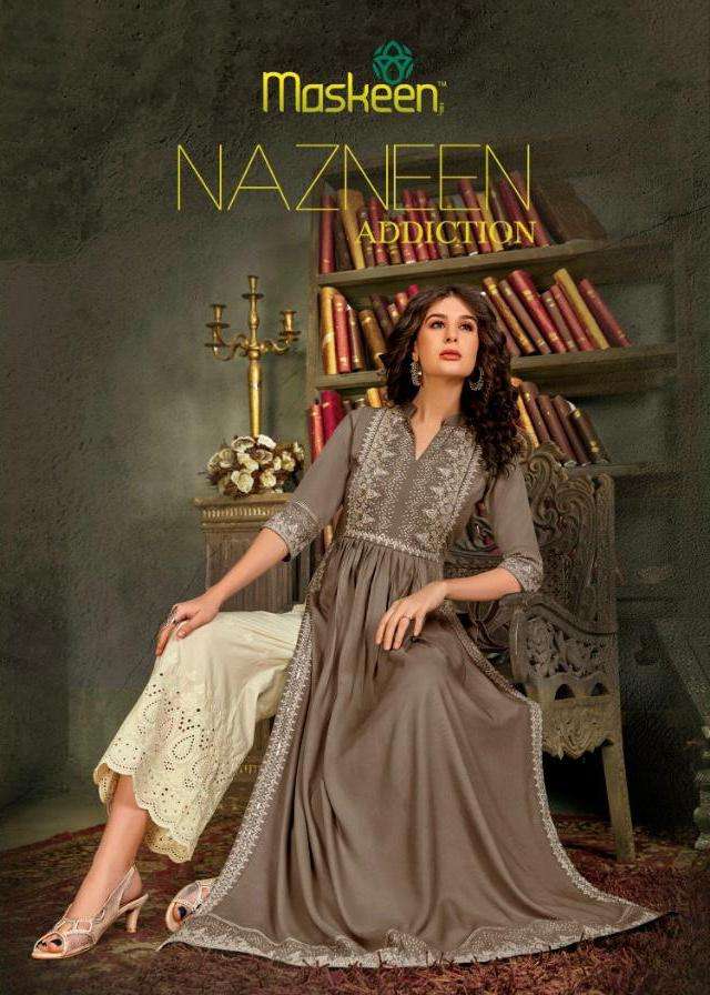 Nazneen Colours By Maskeen Rayon Long Top With Pant Supplier