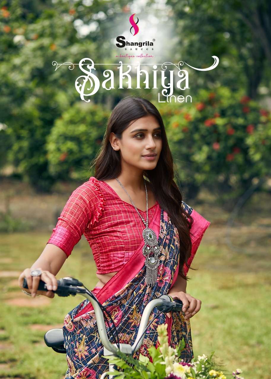 Sakhiya Linen By Shangrila Saree Surat Catalog Exports