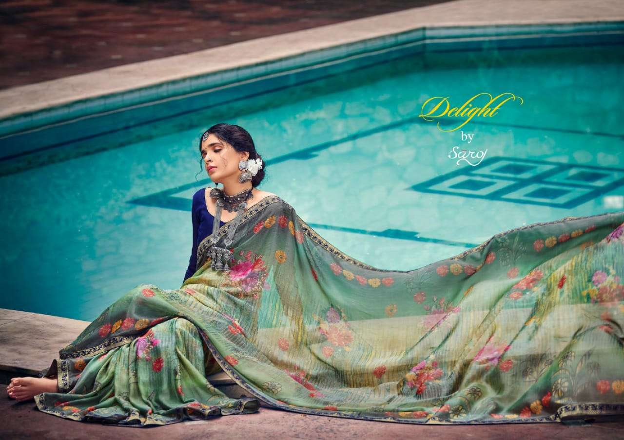 Saroj Delight Brasso Printed Fancy Saree