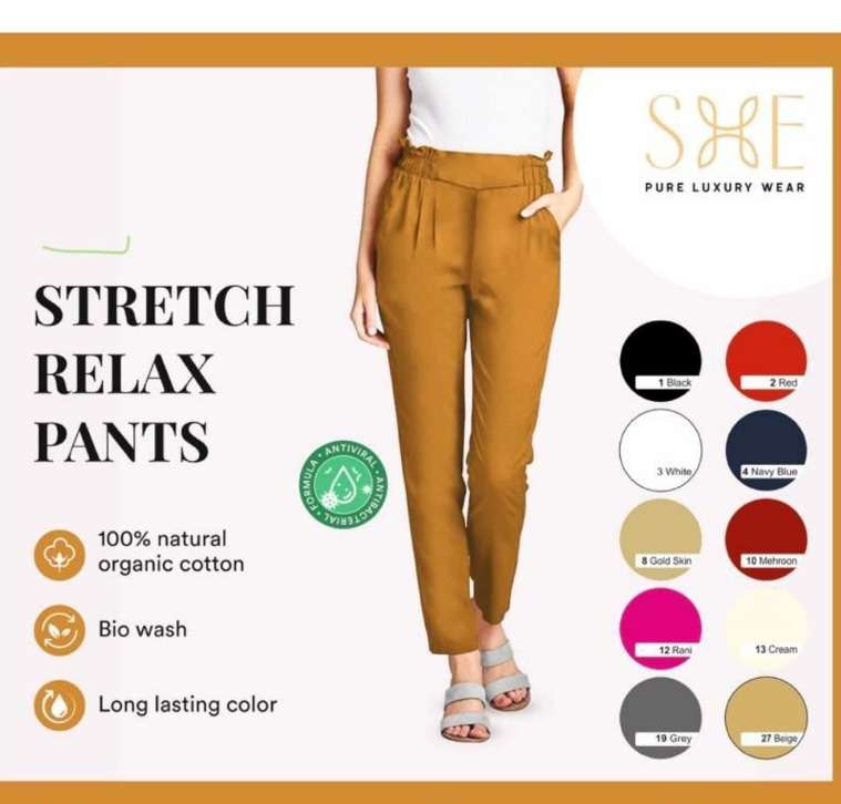 Stretch Comfort Pants By She Bottom Wear Pant For Women Girls
