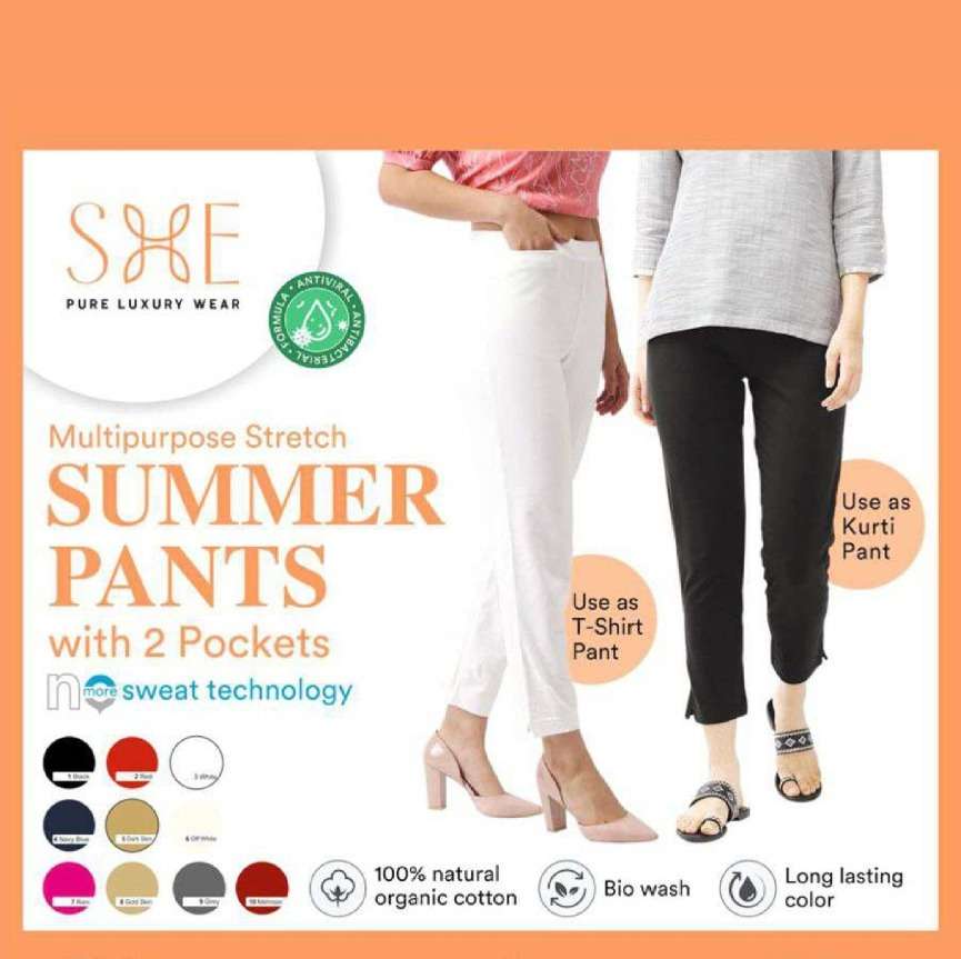 SHE STRETCH RELAX PANTS PREMIUM COTTON LADIES PANTS COLLECTION WITH BEST  RATES