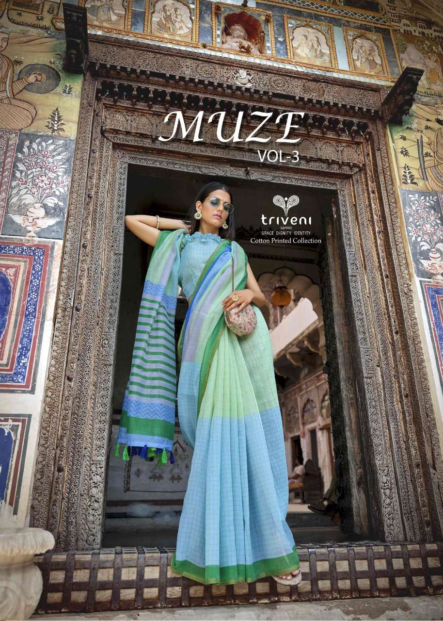 Triveni Muze Vol 3 Cotton Linen Printed Fancy Saree