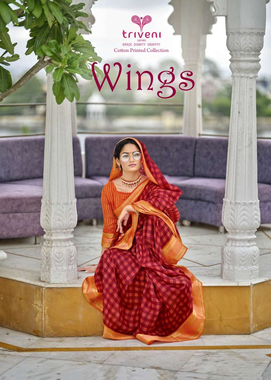 Triveni Wings Cotton Linen Printed Fancy Saree