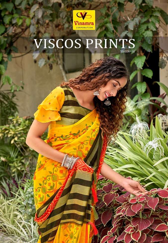 Viscose Print Vol 10 By Vinamra Wholesale Saree Supplier