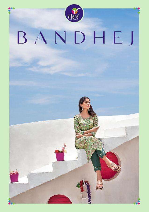 Vitara Bandhej Rayon Kurti With Pant Collection