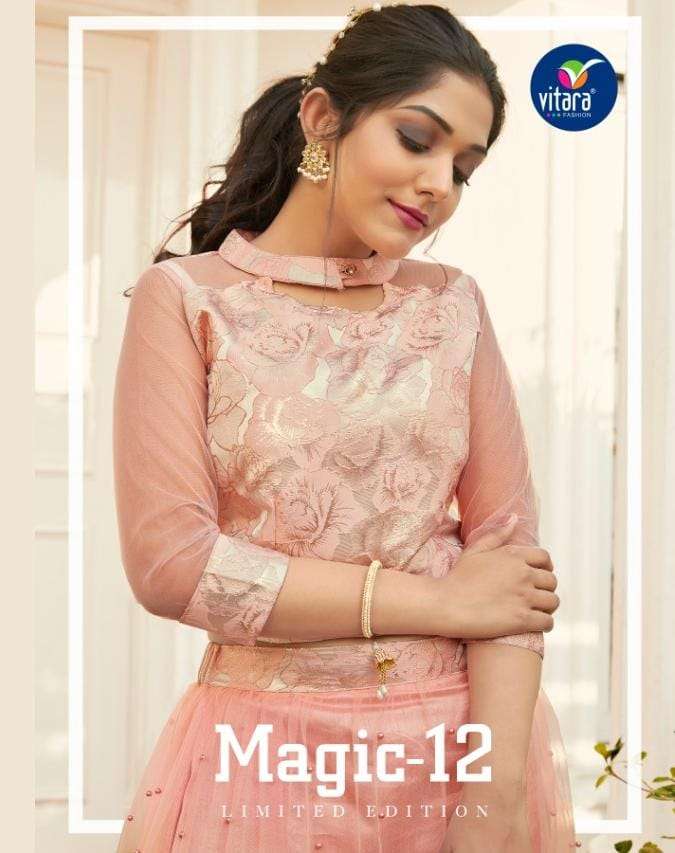 Vitara Magic Vol 12 Silk Crop Top With Skirt With Dupatta