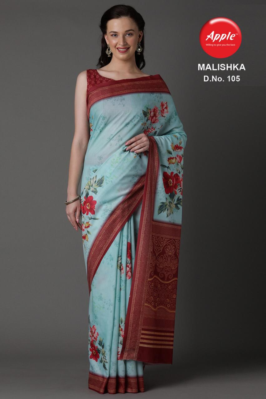 Apple Launch Malishka Vol 1 Muslin Silk Digital Print Saree