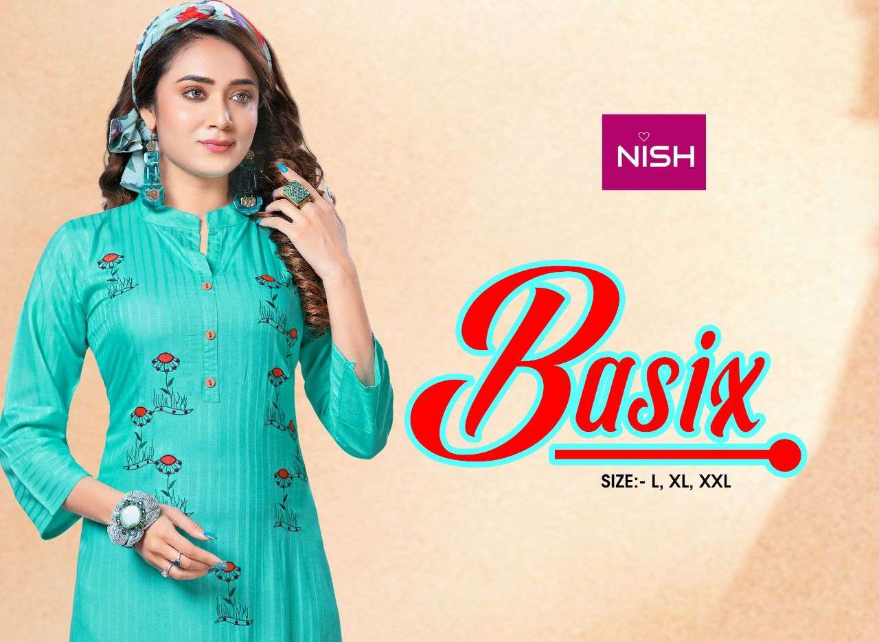 Basix By Nish Rayon Heavy Lining Embroidery Work With Pant Catlog Collection Wholesaler Best Rate In Surat