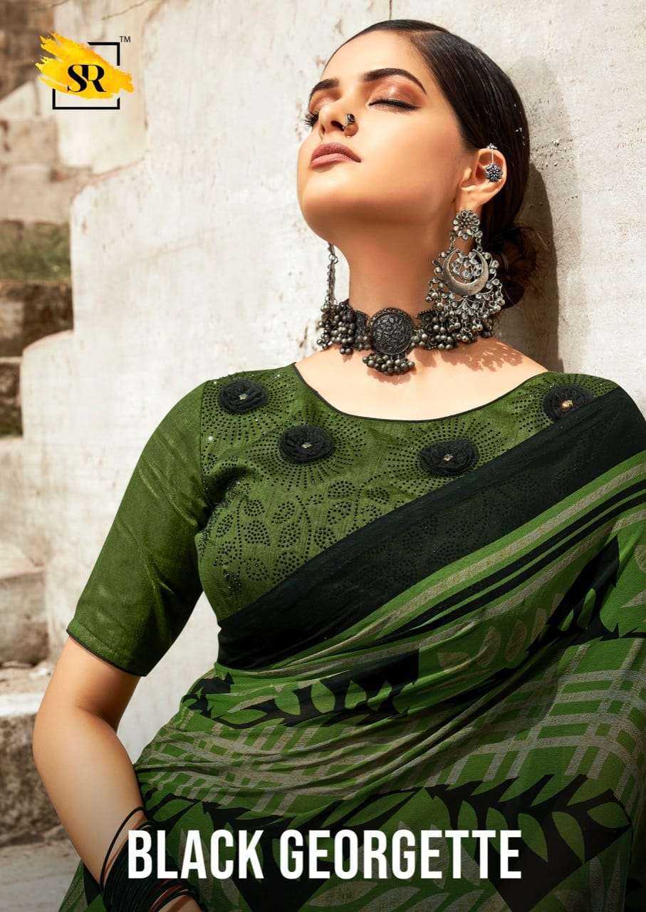 Black Georgette By Sr Brand Fancy Saris Dealer