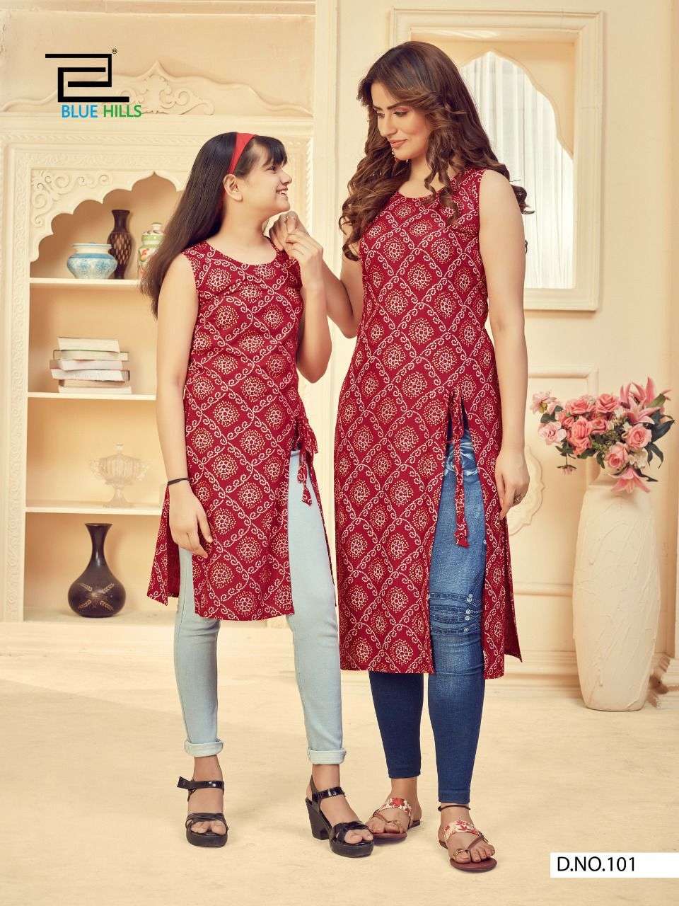 Blue Hills Like Mom Like Daughter Vol 3 Rayon Mother Kids Kurti Pair