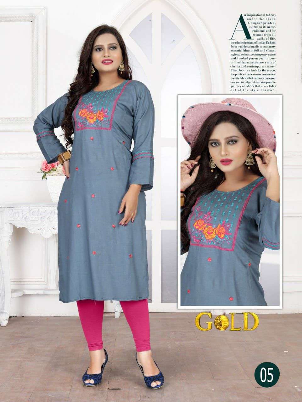 Gold Vol.3 By Trendy Heavy Rayon With Work Kurti Catalog Wholesaler Best Rate