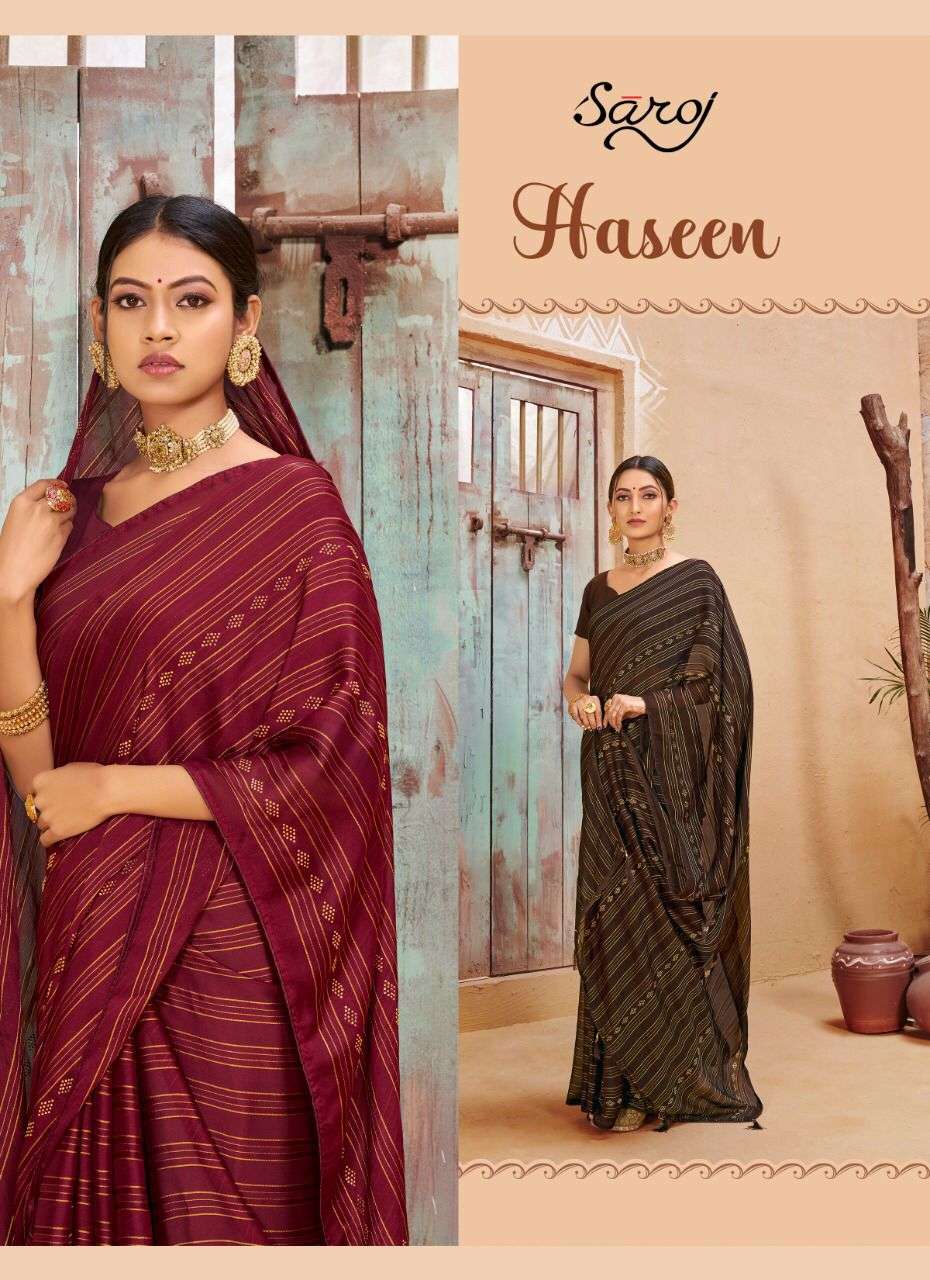 Haseen By Saroj Georgette Satin Designer Sarees