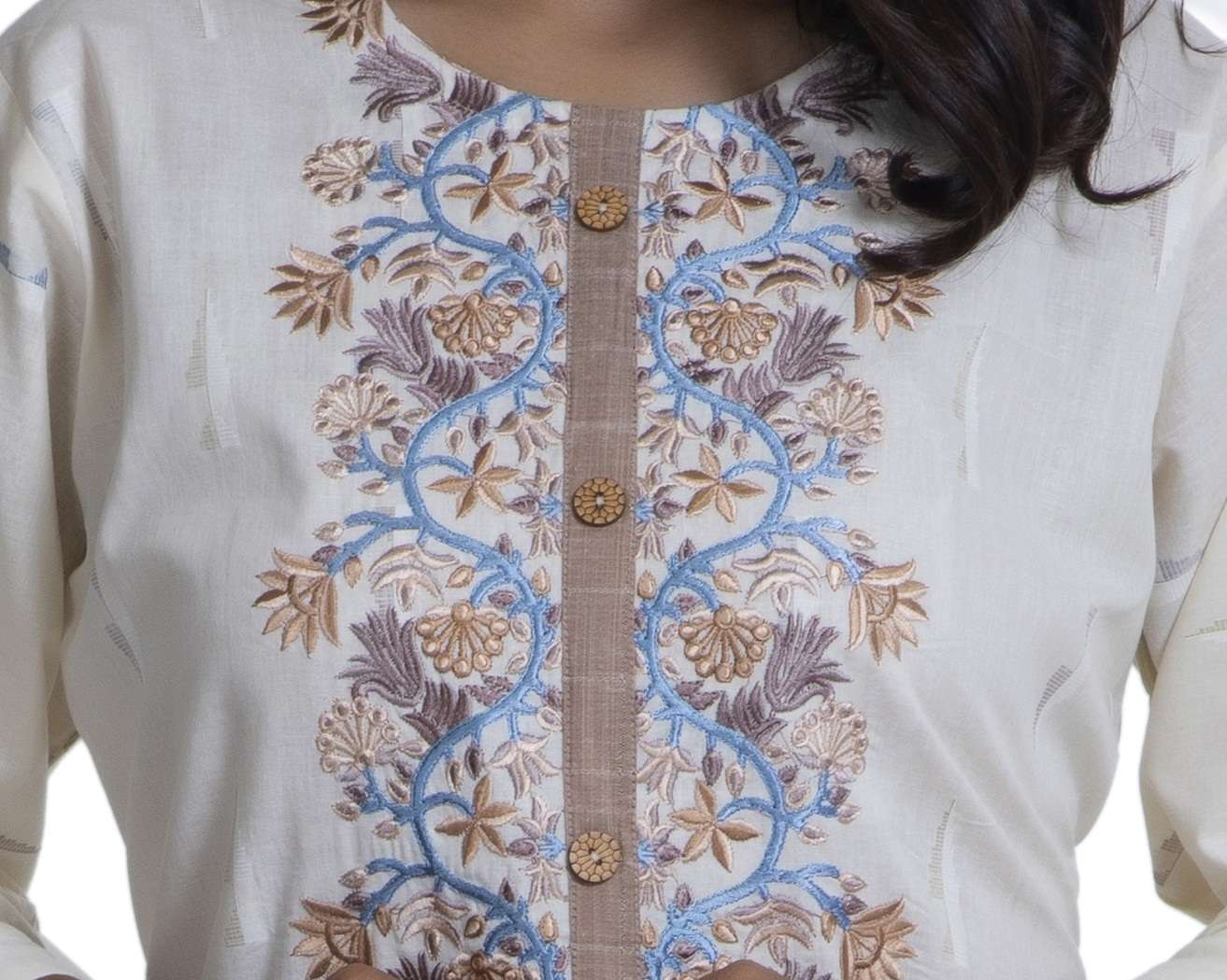 Ikkat Cotton Print With Embroidery And Plazo