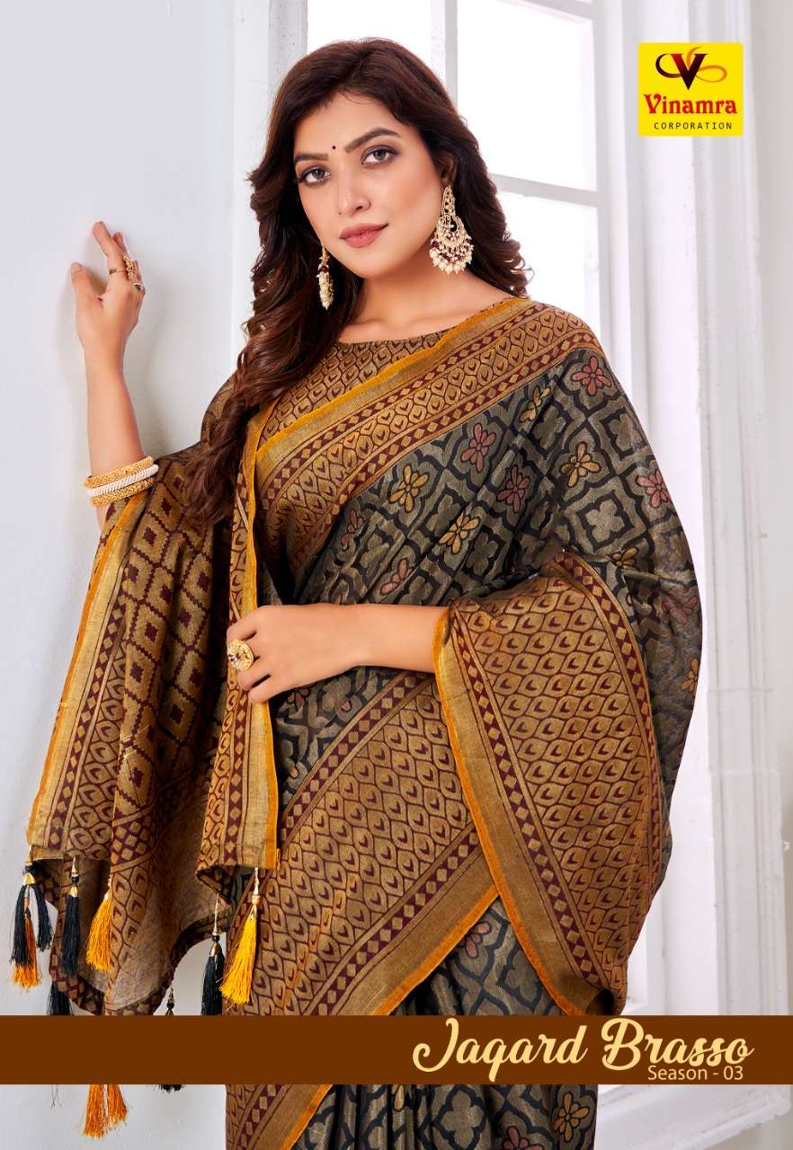 Jaqard Brasso Season Vol 3 Printed Daily Lifestyle Saree By Vinamra