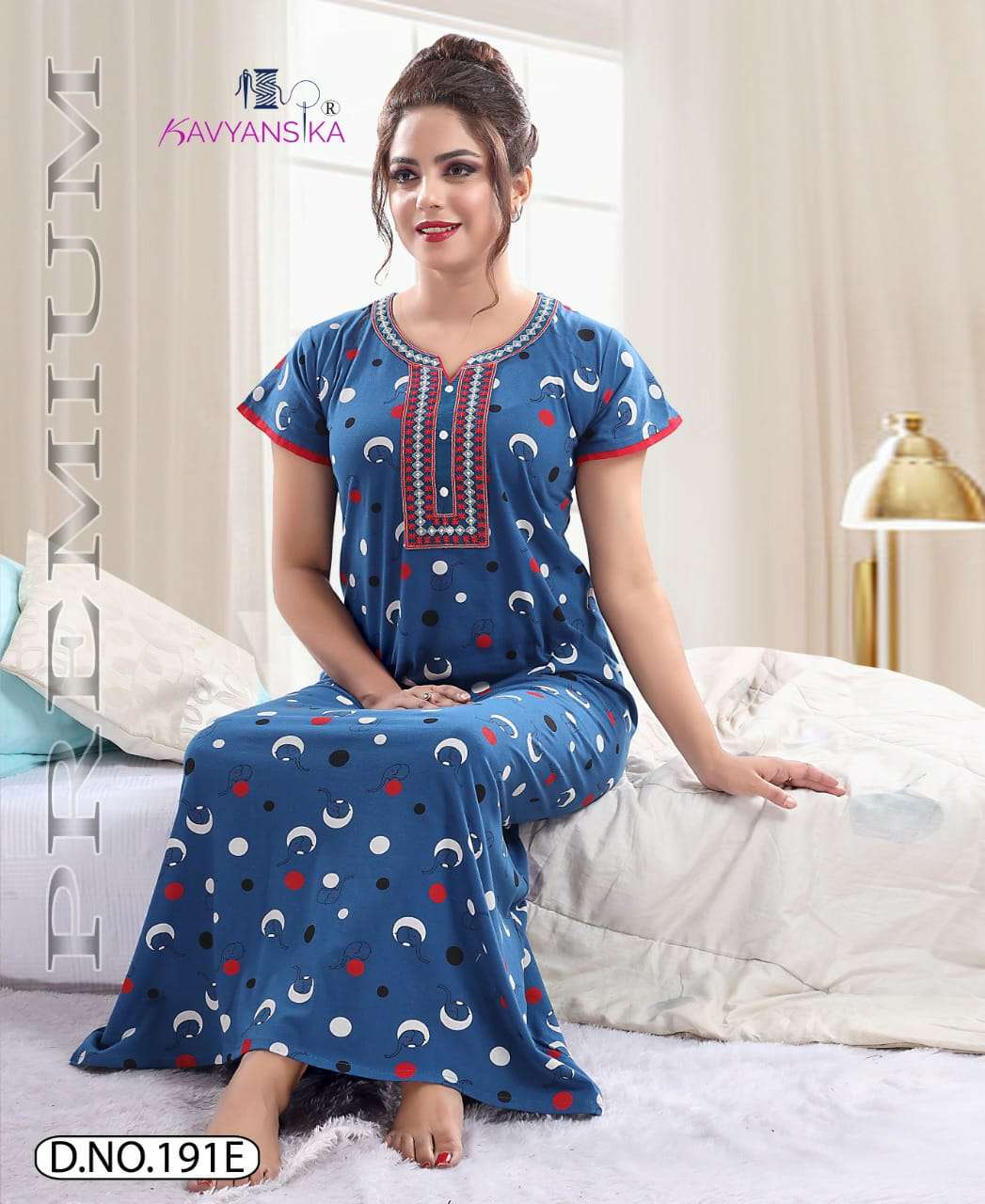 Kavyansika 191 Cotton Work Ladies Nighty Collection