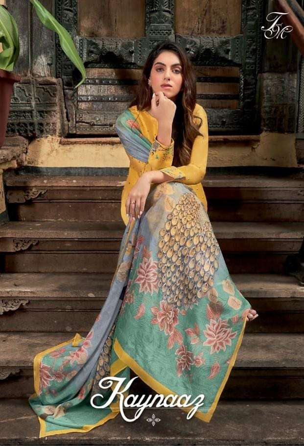 Kaynaaz Russian Silk With Neck And Sleeves Digital Printed Fancy Salwar Kameez By T & M Designer