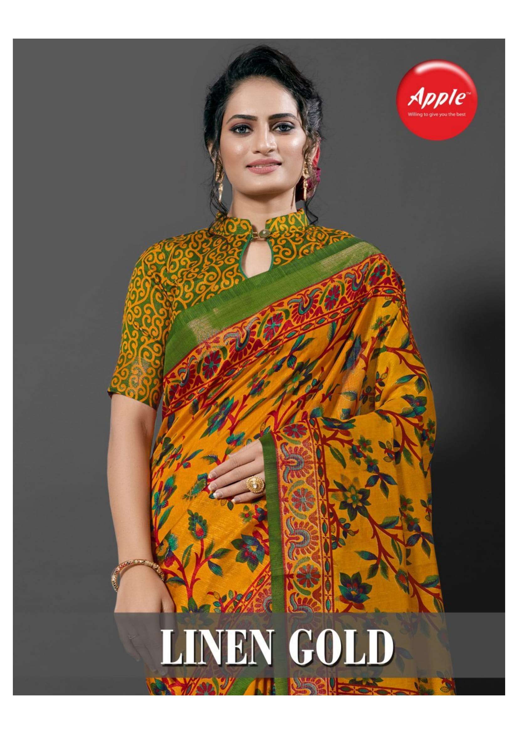 Linen Gold By Apple Casual Wear Linen Soft Cotton Saree At Lowest Price In Surat Market