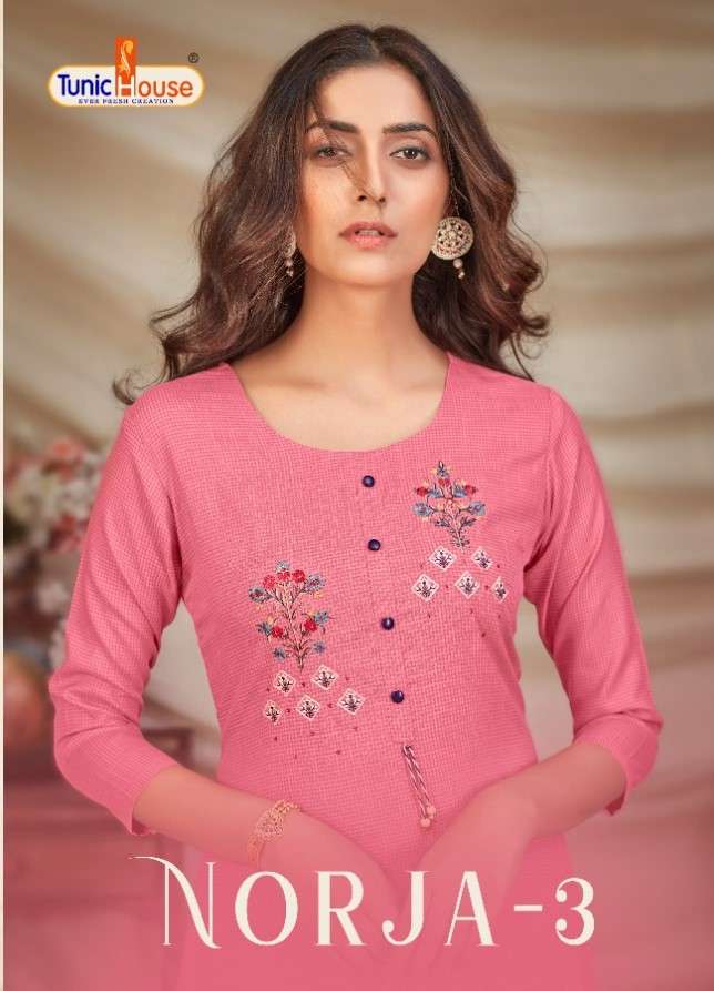 Norja-3 By Tunic House Hand Work Designer Kurti Catalog Supplier