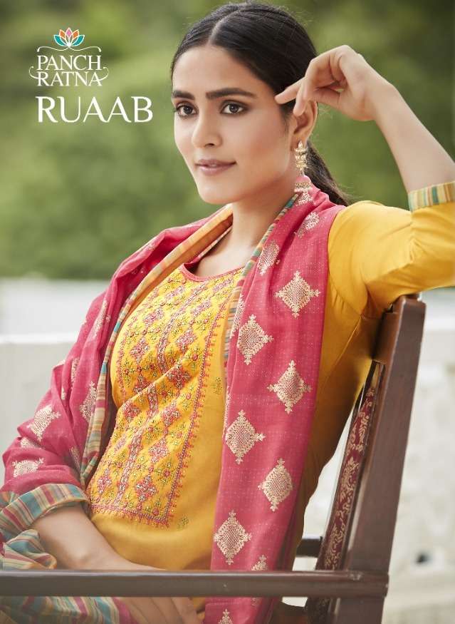 Panch Ratna Ruaab Cotton Satin Ethnic Dress Materials