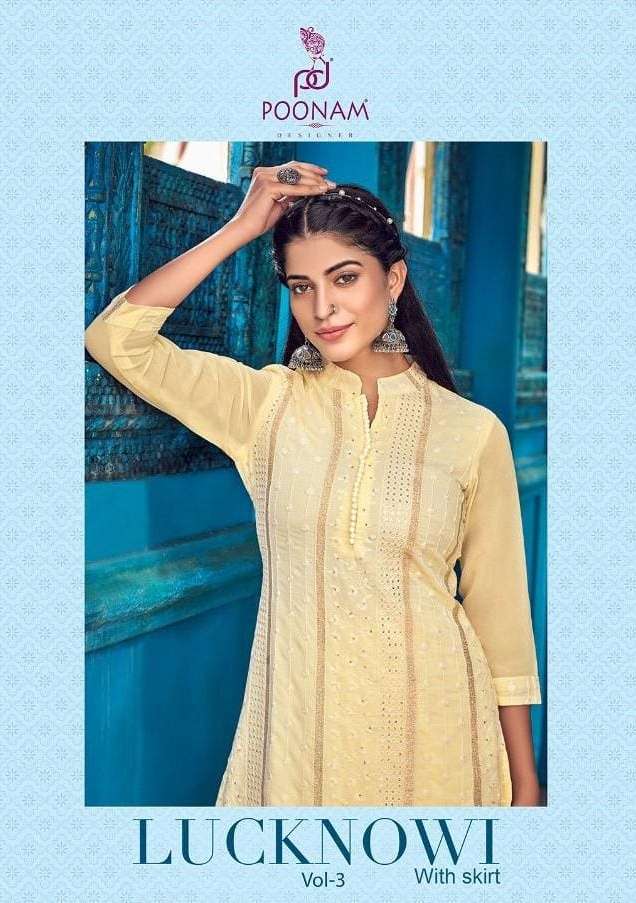 Poonam Lucknowi Vol 3 Georgette Kurti With Skirt Plus Sizes Collection