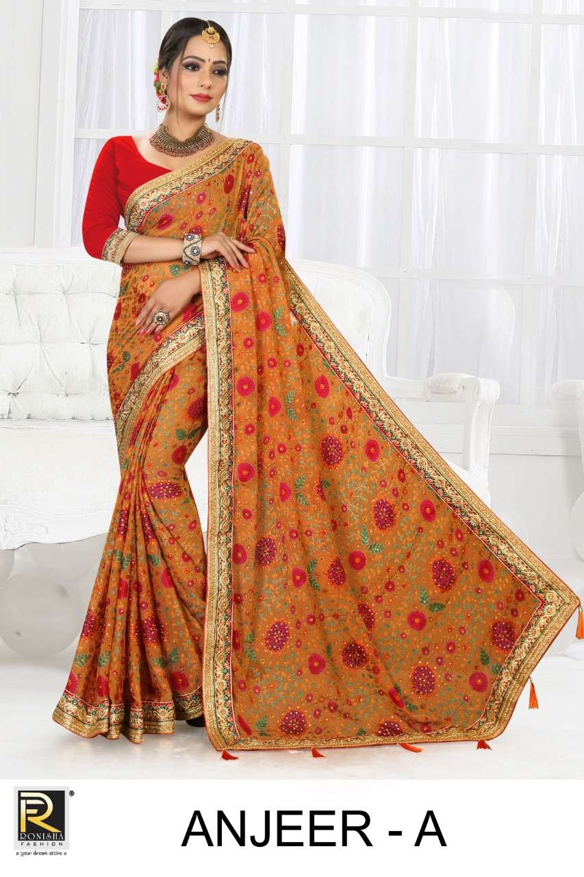 Ranjna Saree Anjeer Brasso Traditional Wear Party Wear Saree Collection