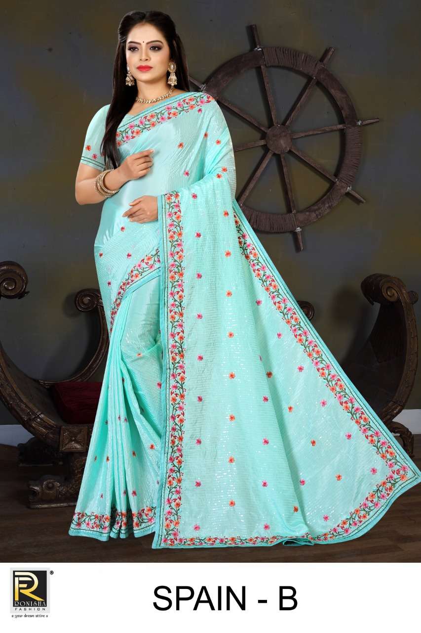 Ranjna Saree Spain Fancy Trade Water Sequence Work Bollywood Style Designer Saree Collection